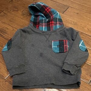 Kith Charcoal Hoodie with Plaid Accents